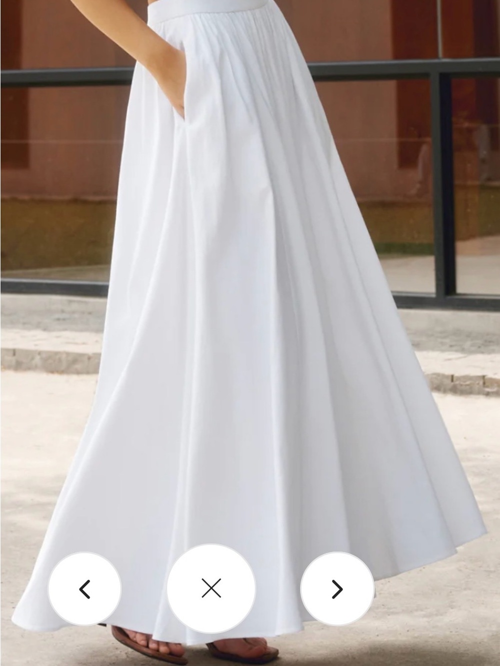 Commense White Maxi Skirt with Side Pockets - 100% cotton